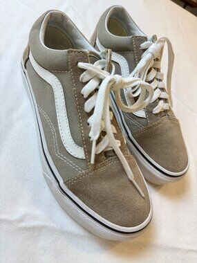 Vans Old Skool Taupe Gray Suede Canvas Sneakers